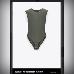 Zara Bodysuit with Shoulder Pads / Sage Green / Medium